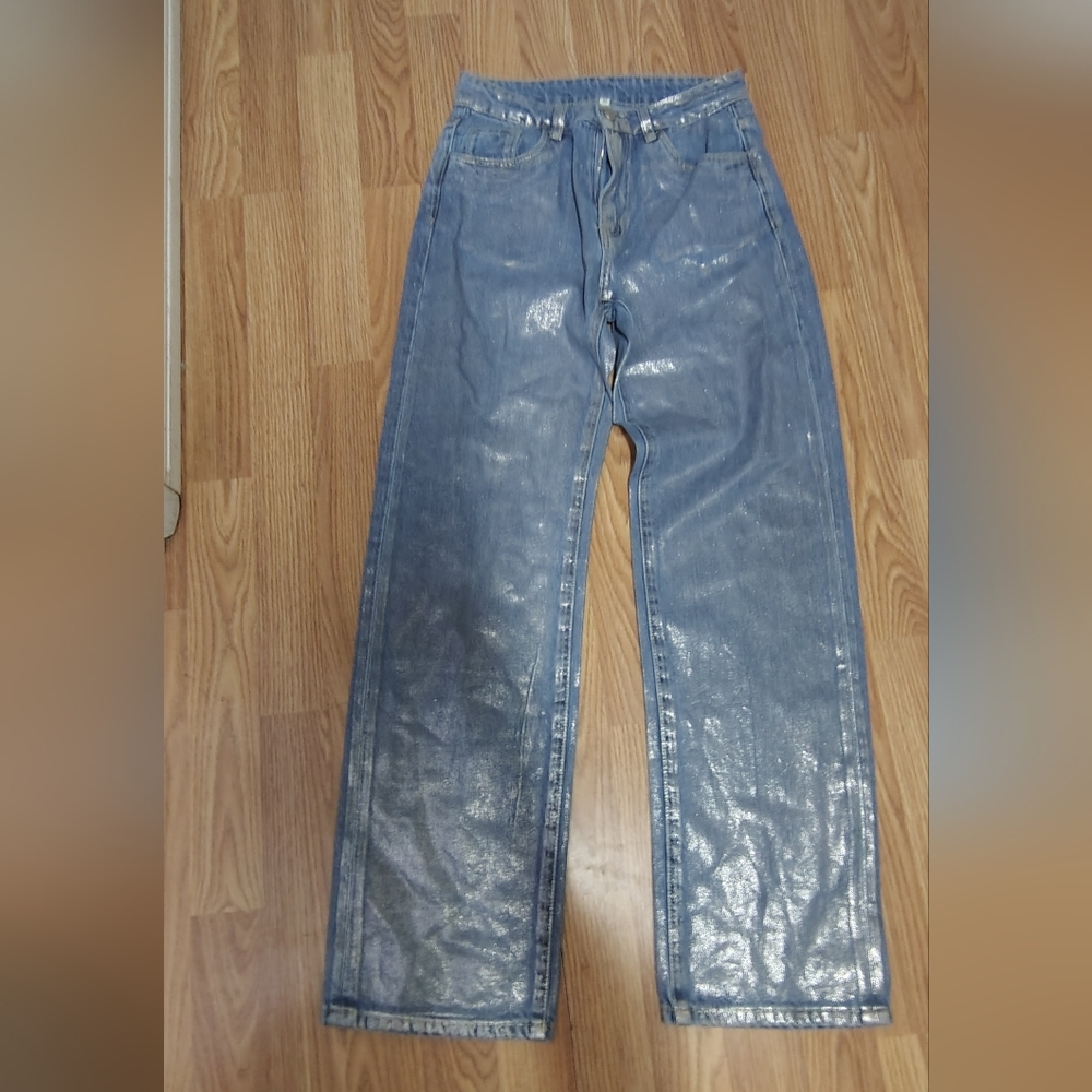 Shiny Blue Denim Jeans